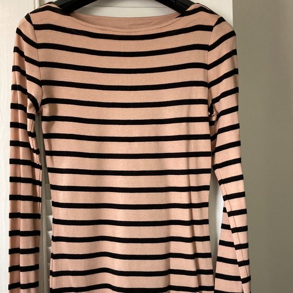 Long Beige/Black Stripe Top - Picture 1 of 4